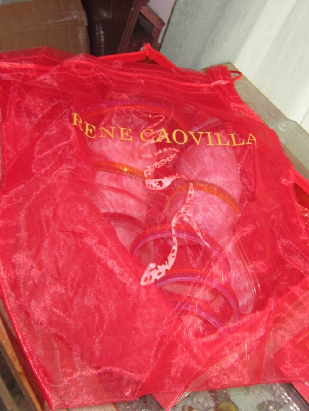 Rene Caovilla Rainbow Crystal Embellished Silver Open Toe Sandal Heels 36 US 6 - Picture 9 of 12